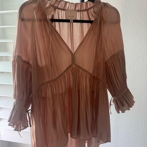 Cinq a sept champagne blouse